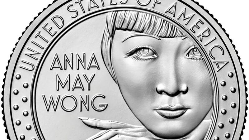Moneda con rostro de Anna May Wong.