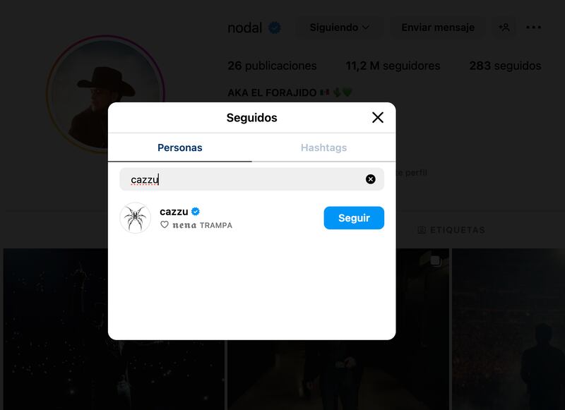 Nodal volvió a seguir a Cazzu en Instagram