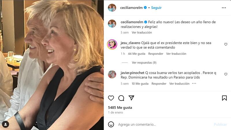 La exprimera dama Cecilia Morel se mostraba en redes unida a su esposo Sebastián Piñera